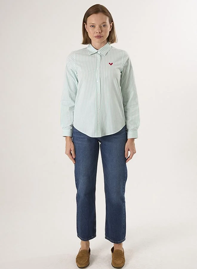 FELIX HARDY Green Striped Long Sleeve Shirt for Women | Best Price UAE