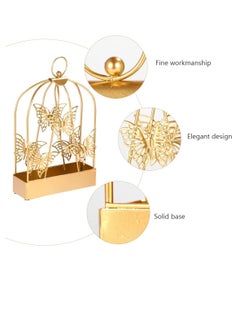 Excefore Decorative Tray Metal Tray Coil Holder Birdcage Retro Portable Incense Burner Incense Burner Holder Coil Holder for Home and Camping Golden Candlestick Holders Candlestick Holders  - Image 4