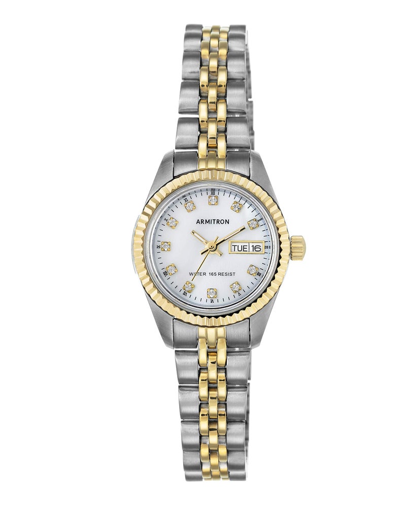 Armitron Women's 75/2475MOP Genuine Crystal Accented Two-Tone Bracelet Watch - Image 1