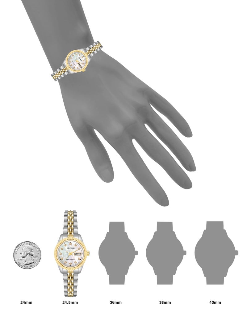 Armitron Women's 75/2475MOP Genuine Crystal Accented Two-Tone Bracelet Watch - Image 3