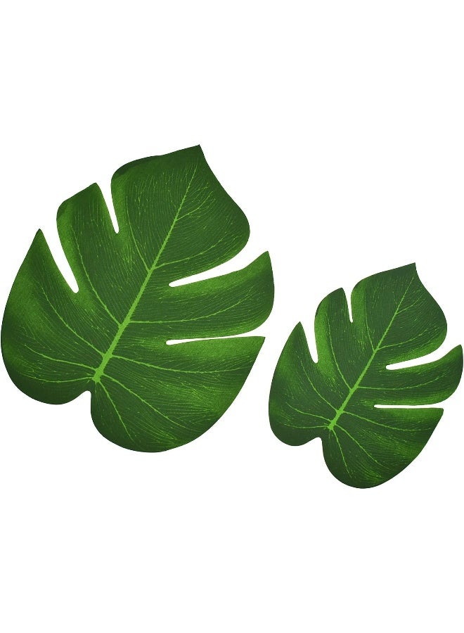 Maydahui 30 PCS Tropical Artificial Palm Leaves Monstera Party Decoration 3 Size Large Medium Small for Hawaiian Luau Party Jungle Beach Theme Table Decorations - Image 3