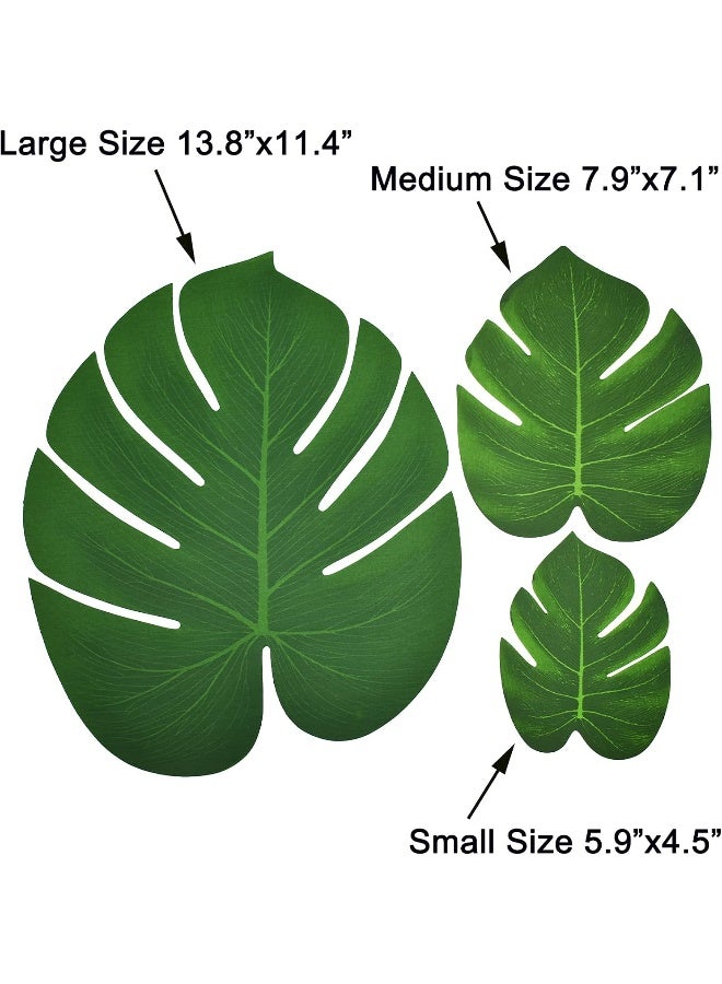 Maydahui 30 PCS Tropical Artificial Palm Leaves Monstera Party Decoration 3 Size Large Medium Small for Hawaiian Luau Party Jungle Beach Theme Table Decorations - Image 5