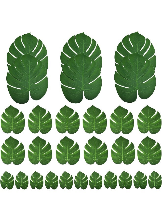 Maydahui 30 PCS Tropical Artificial Palm Leaves Monstera Party Decoration 3 Size Large Medium Small for Hawaiian Luau Party Jungle Beach Theme Table Decorations - Image 4