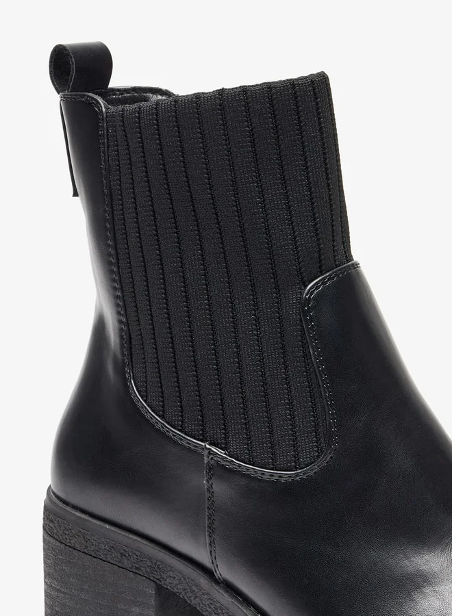 Celeste Women's Ribbed Slip-On Ankle Boots with Block Heels