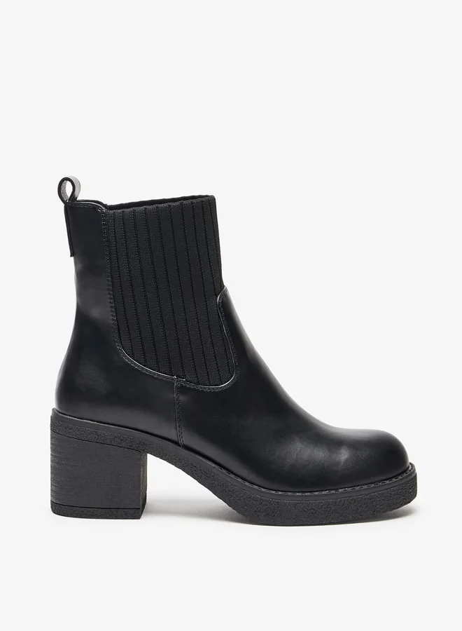 Celeste Women's Ribbed Slip-On Ankle Boots with Block Heels