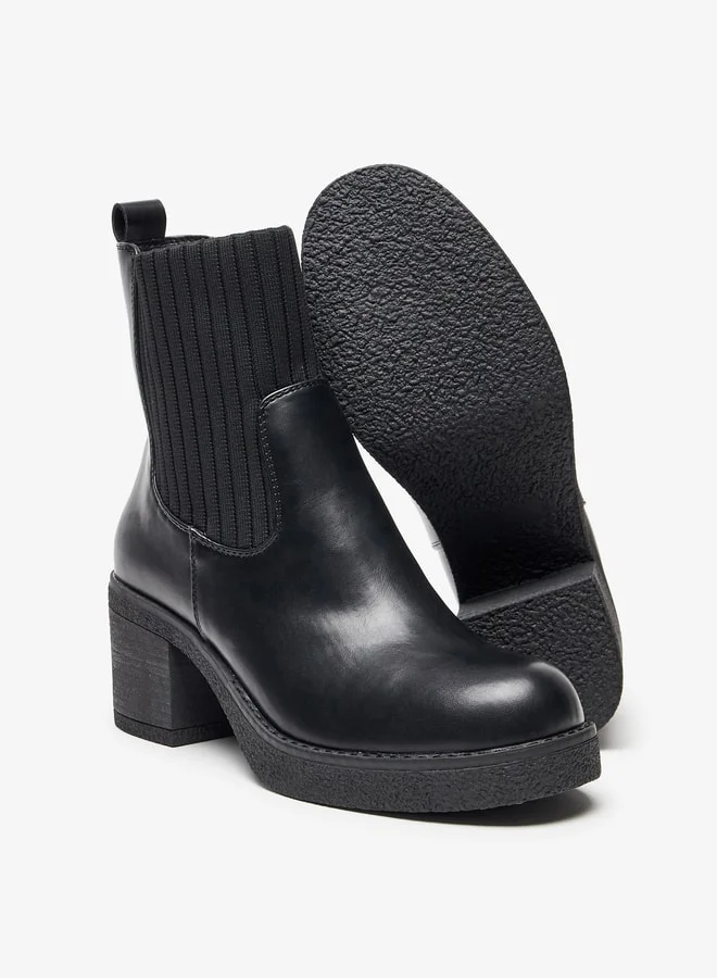 Celeste Women's Ribbed Slip-On Ankle Boots with Block Heels
