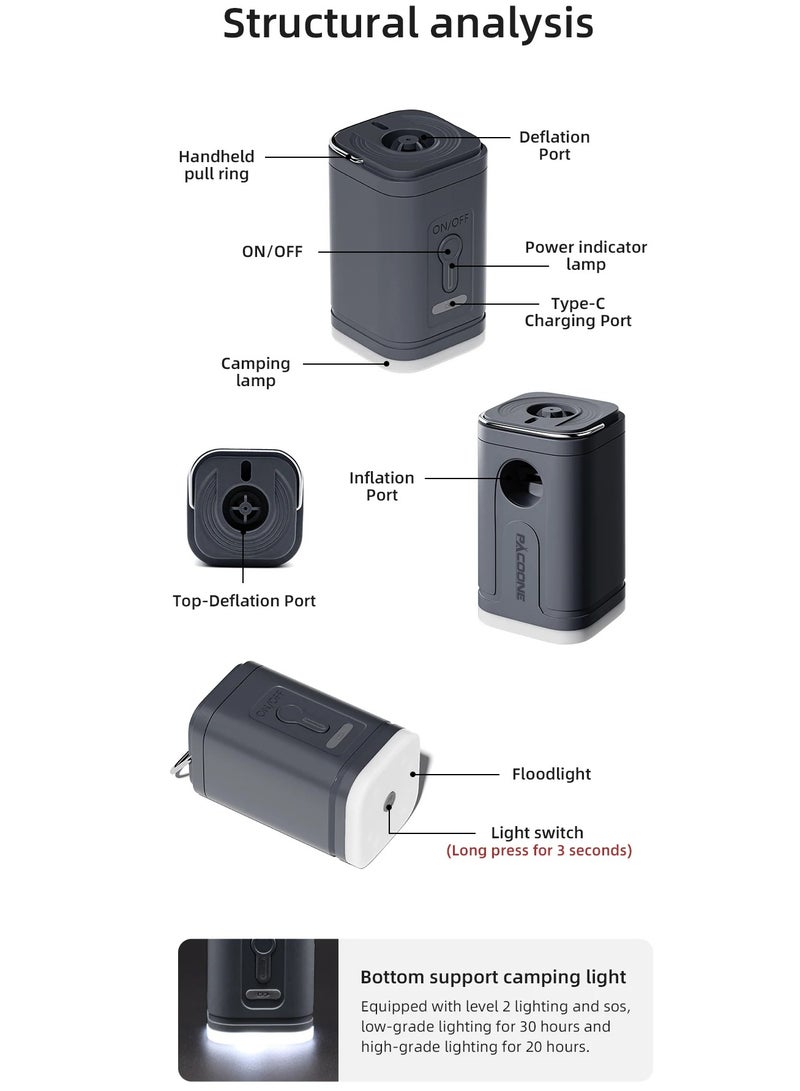 AROAQ Electric Air Pump Portable Wireless Air Compressor Inflator/Deflator Pumps for Inflatable Cushions Air Beds Boat Swimming Ring  - Image 3