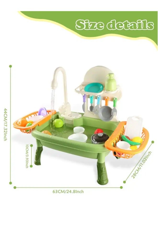 Snooe Kids Kitchen Sink Toys with Flowing Water 34pcs Electric Dishwasher Toys with Automatic Water Circulation System Kitchen Toys for Kids Boys Girls Toddlers - Image 1