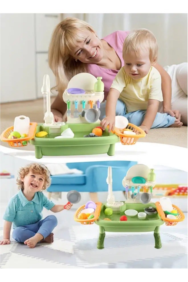 Snooe Kids Kitchen Sink Toys with Flowing Water 34pcs Electric Dishwasher Toys with Automatic Water Circulation System Kitchen Toys for Kids Boys Girls Toddlers - Image 4