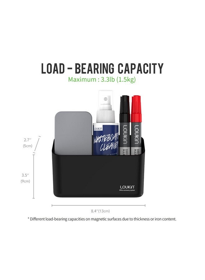 Loukin Magnetic Marker Holder Set, Dry Erase Marker Holder, Dry Erase Accessory Tray Set (Includes 1 Eraser, 1 Cleaner, 2 Dry Erase Markers), Ideal For Office, School Or Home Use(Black) - Image 5