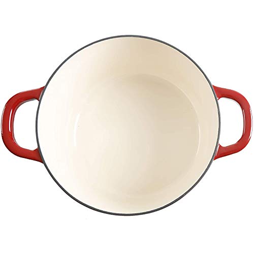 Crock-Pot Artisan 7-Quart Round Enameled Cast Iron Dutch Oven – Scarlet Red, Heavy-Duty Cookware for Slow Cooking, Baking, Roasting with Lid - Image 4