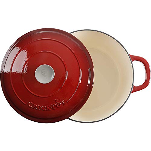 Crock-Pot Artisan 7-Quart Round Enameled Cast Iron Dutch Oven – Scarlet Red, Heavy-Duty Cookware for Slow Cooking, Baking, Roasting with Lid - Image 3