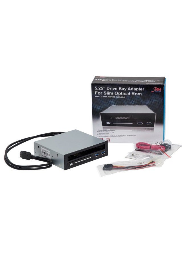 Syba 5.25" Bay Adapter for Slim Optical Drive, 2.5" Trayless Rack for Hard Drives HDD SSD, USB Hub - SY-MRA55005 - Image 2