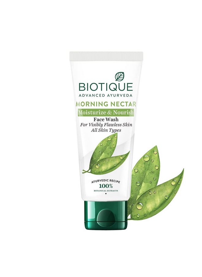 Biotique Morning Nectar Moisturize & Nourish Face Wash | Contains Wild Turmeric, Neem Leaves, & Morning Nectar | Visibly Flawless Skin | Suitable For All Skin Types | 150 Ml  - Image 1