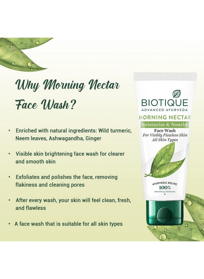 Biotique Morning Nectar Moisturize & Nourish Face Wash | Contains Wild Turmeric, Neem Leaves, & Morning Nectar | Visibly Flawless Skin | Suitable For All Skin Types | 150 Ml  - Image 5