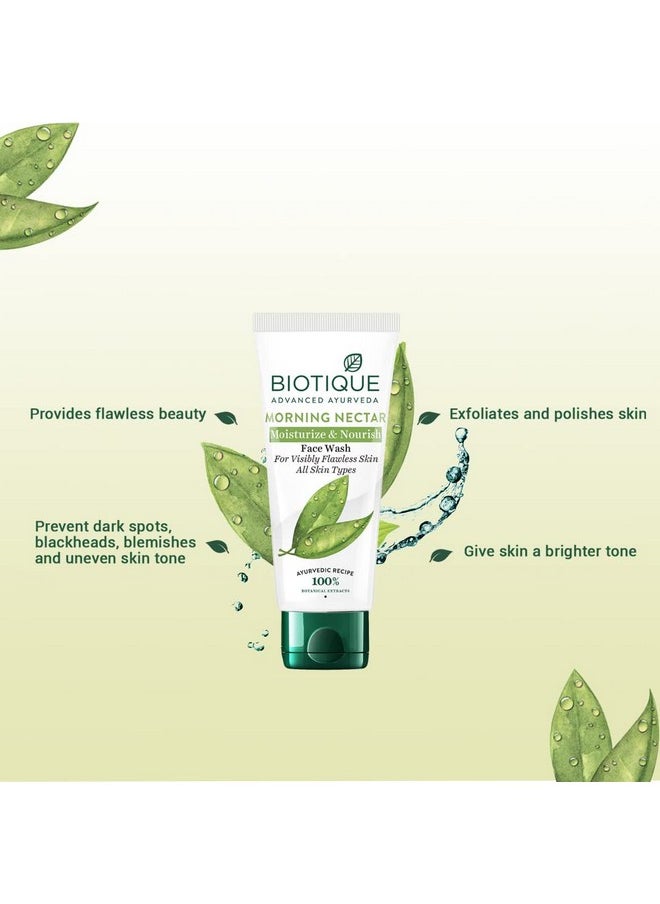 Biotique Morning Nectar Moisturize & Nourish Face Wash | Contains Wild Turmeric, Neem Leaves, & Morning Nectar | Visibly Flawless Skin | Suitable For All Skin Types | 150 Ml  - Image 3