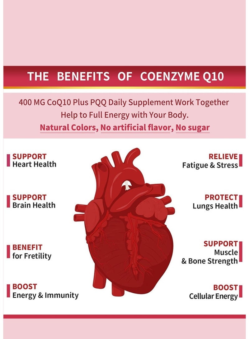 DHOP CoQ10 - 400 mg Softgels with PQQ, Piperine & Omega-3, 120 Servings of Coenzyme Q10 (Ubiquinone) Highly Absorbable Supplement, Powerful Antioxidant, Supports Heart and Energy Production - Image 5