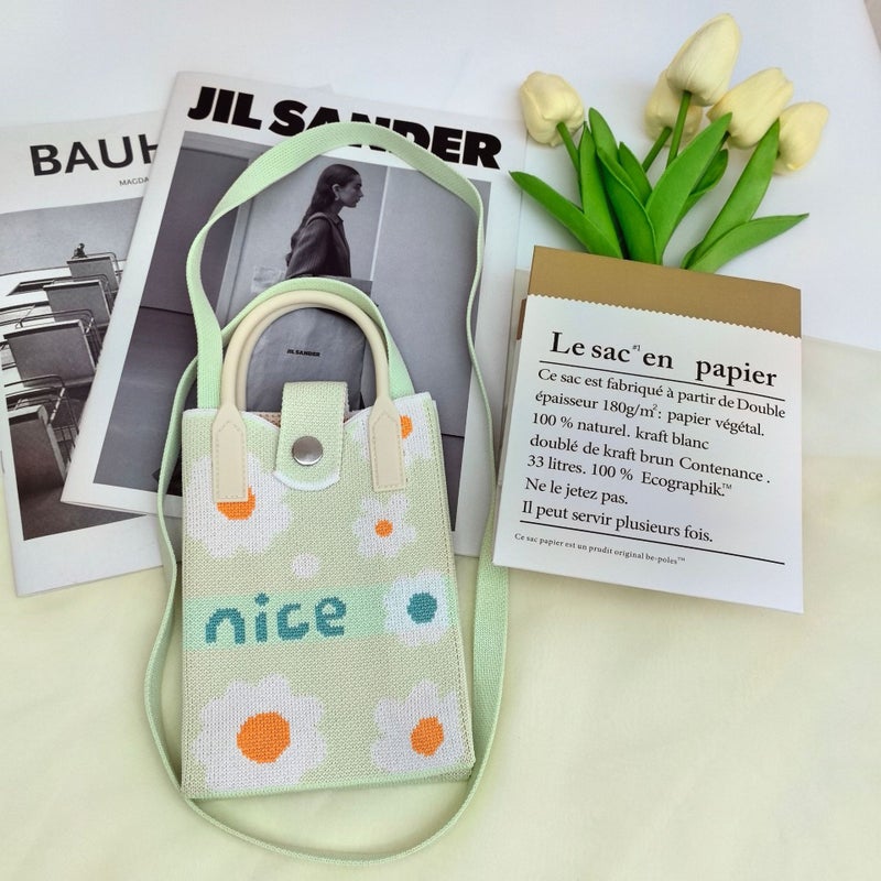 2025 Korean Version Portable Shoulder Crossbody Knitted Phone Bag For Women, Versatile And Convenient Small Storage Bag, Simple And Portable - Image 1