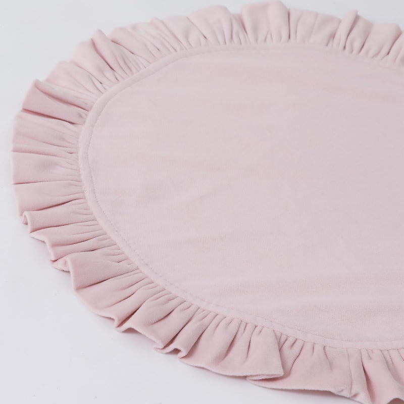 Opexscal 18 Inch Velvet Round Placemat with Ruffle for Dining Table Outdoor Placemats Non-Slip Washable for Gathering, Occasional Decoration and Family Parties Celebrations Set of 4, Pink - Image 5