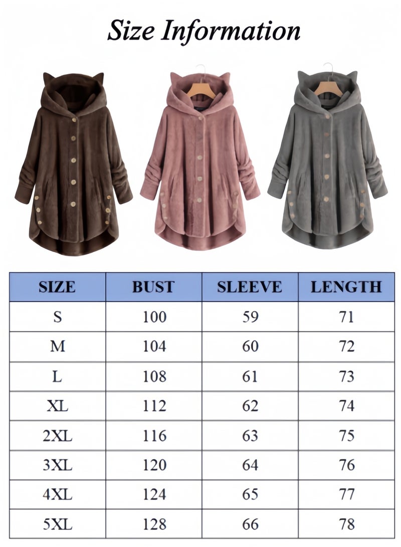 HALAMODO Women's Long Fleece Sherpa Hoodie Winter Warm Fuzzy Jacket Coats Outerwear with Pocket - Image 3