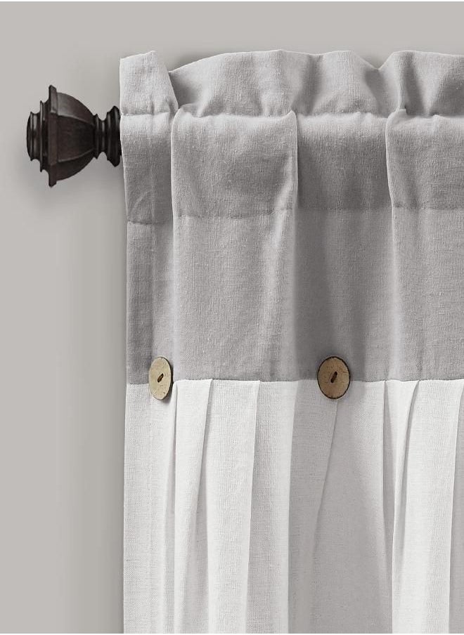 Lush Decor Lush Decor Linen Button Farmhouse Valance, 18"L x 52"W, Gray & White 