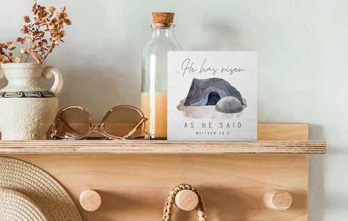 XYDEG Christian Easter Decor,Empty Tomb Easter Decoration He Has Risen As He Said Wooden Sign Decor,Easter Decorations for Home Shelves Table,Jesus Nativity Scene Decor for Religious Home Office - Image 4