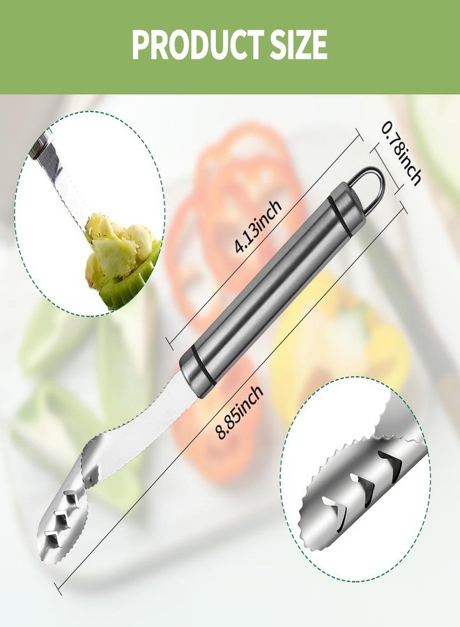 Creztail 2pcs Jalapeno Pepper Corer, 2 in 1 Chili Corer Tool - Stainless Steel Pepper Seed Remover with Serrated Slice & Handle, for Slicing Off Vegetable Tops or Removing Pepper Cores - Image 2