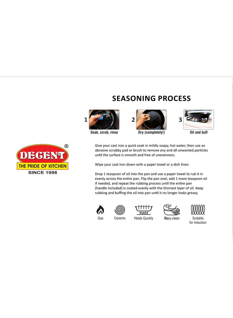 ديسينت مقلاة مسطحة من الحديد الزهر بدون غطاء - مقلاة متينة، قدر للصلصة، قدر طهي، مقلاة حديدية من الحديد الزهر للغاز والحث | مقلاة للطبخ اليومي | 20 سم - Image 5