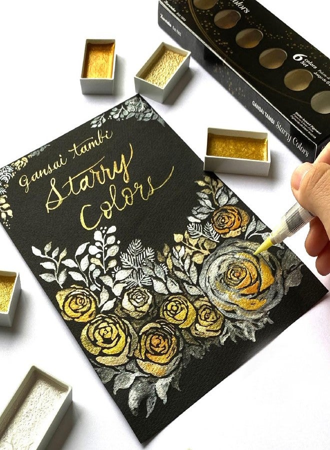 Kuretake GANSAI TAMBI STARRY COLORS, 6 colors set, Watercolor paint for Professional, for artists and crafters,Illustrations, Drawing, Lettering, Made in Japan - Image 5