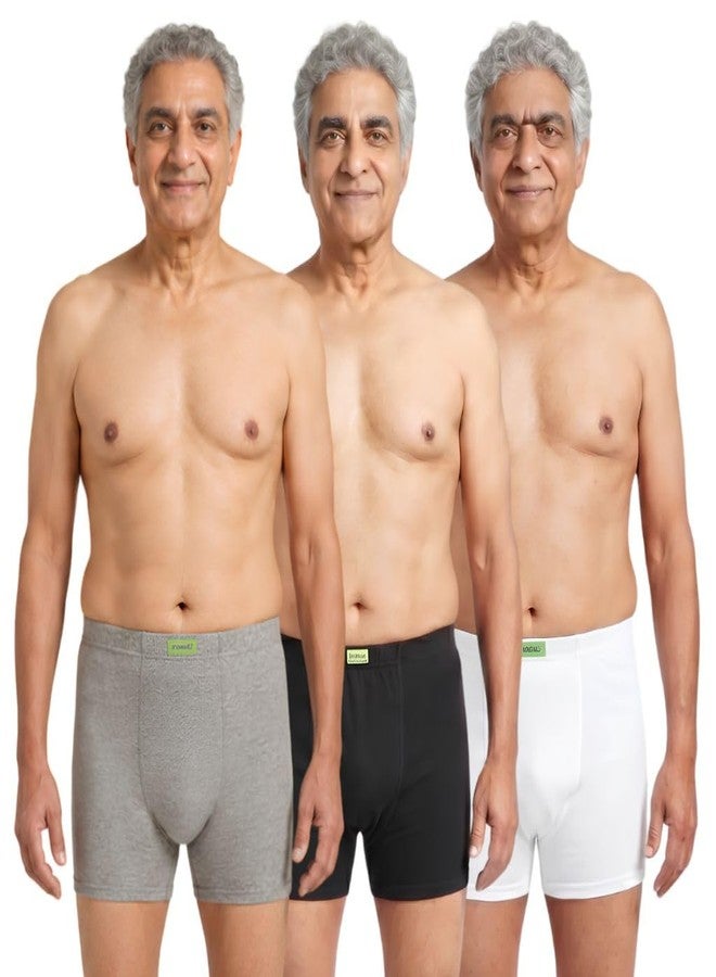 Pristine Life | Leakproof Mens Trunks Underwear | 3-Layer Hygienic Absorbent | Leakproof Crotch | Antimicrobial & Quick-Dry | Absorbs 35ml Of Leaks | Pack Of 3 | Grey, Black & White | S - Image 1