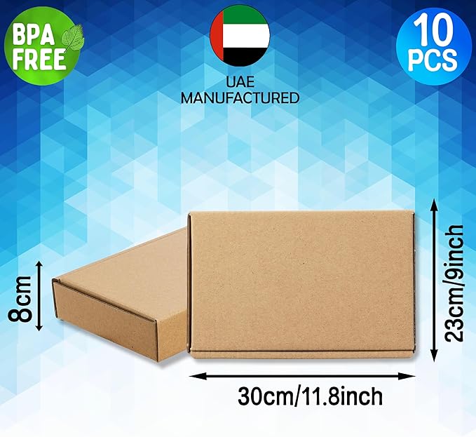 ايست من نون Pack of 10 Corrugated 3ply Cardboard Moving Boxes, Size- 30L x 23W x 8H cm. Multi-Use Brown Boxes for Packaging, Shipping, Storage and Organizing - Image 5