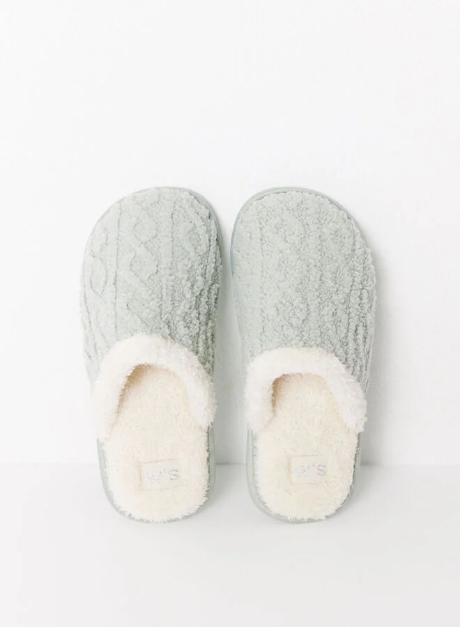 women'secret Green Fabric House Slippers