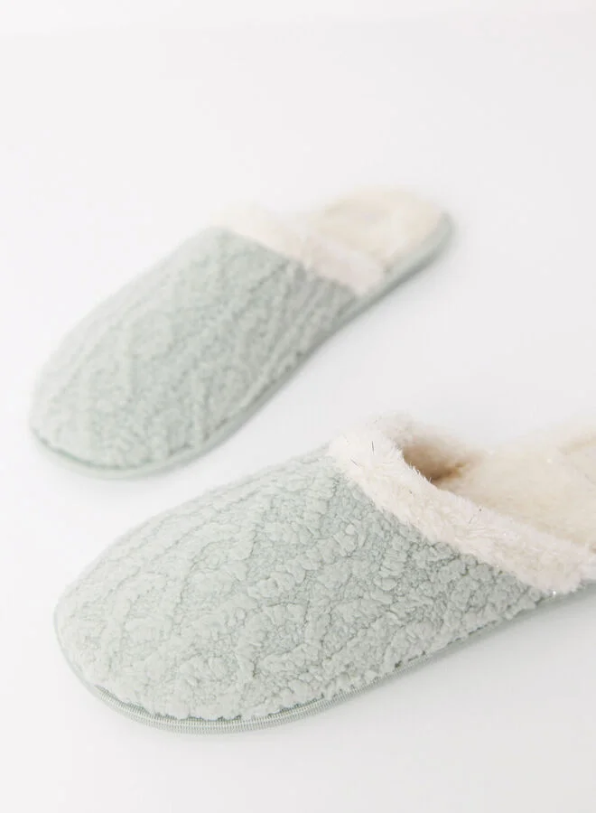 women'secret Green Fabric House Slippers