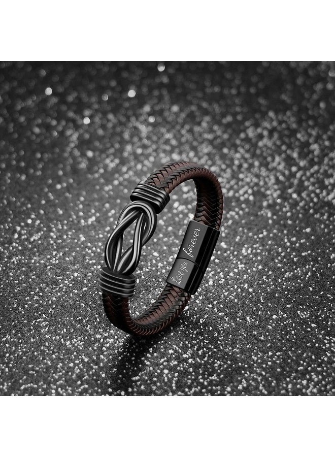 جويكوف سوار JoycuFF To My Son من أم، سوار رجالي، هدايا عيد ميلاد وتخرج للابن، أساور جلدية مضفرة للرجال، مشبك من الفولاذ المقاوم للصدأ، هدايا عيد الميلاد والعودة إلى المدرسة، هدايا صغيرة  - Image 3