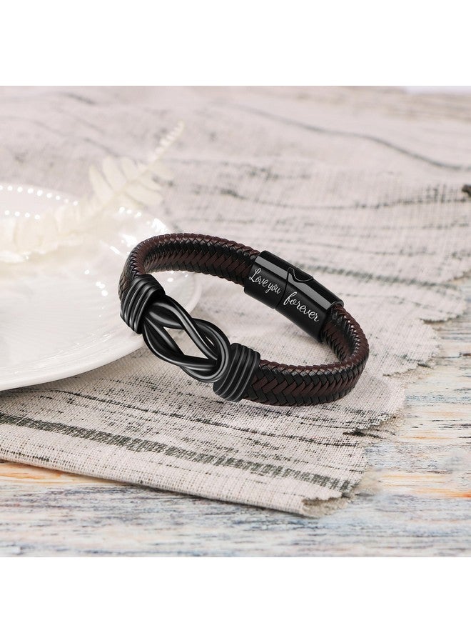 جويكوف سوار JoycuFF To My Son من أم، سوار رجالي، هدايا عيد ميلاد وتخرج للابن، أساور جلدية مضفرة للرجال، مشبك من الفولاذ المقاوم للصدأ، هدايا عيد الميلاد والعودة إلى المدرسة، هدايا صغيرة  - Image 2