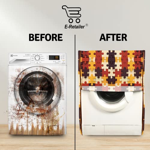 E-Retailer Washing Machine Cover for Front Load 5kg to 7.5kg | Light Weight Dustproof Cover with Zip Enclosure | Geometric Fully Automatic Washer Protector for Indoor Outdoor Use | Size 23x23x35 Inch - Image 4