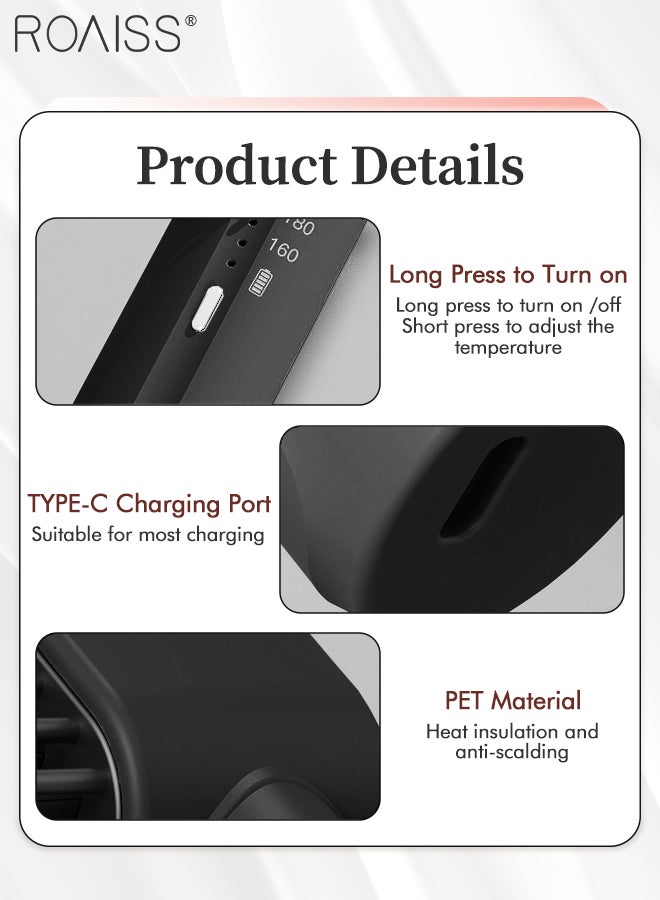 رويس مشط فرد الشعر اللاسلكي المحمول، حديد فرد الشعر بشحن USB بثلاث سرعات، حديد فرد الشعر بالأيونات السالبة مع مشط أسنان مضاد للحرق، مناسبة للمهاجع والسفر - Image 4