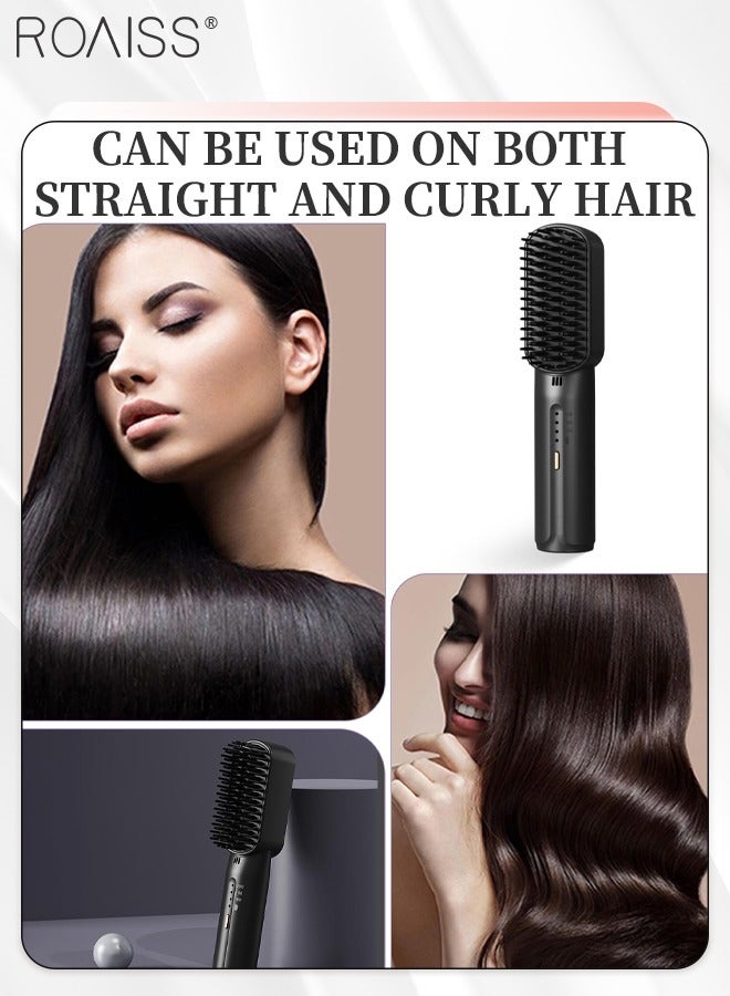 رويس مشط فرد الشعر اللاسلكي المحمول، حديد فرد الشعر بشحن USB بثلاث سرعات، حديد فرد الشعر بالأيونات السالبة مع مشط أسنان مضاد للحرق، مناسبة للمهاجع والسفر - Image 5