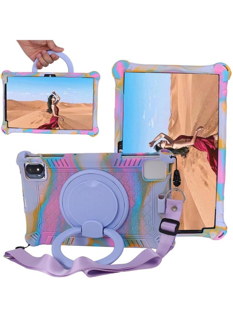 Compatible with TCL 10 Tab max 4G 10.36 Silicon Case Stand Cover with Should Strap for TCL Tab Max 4G 9295G 9296G (Colored Purple) - Image 1