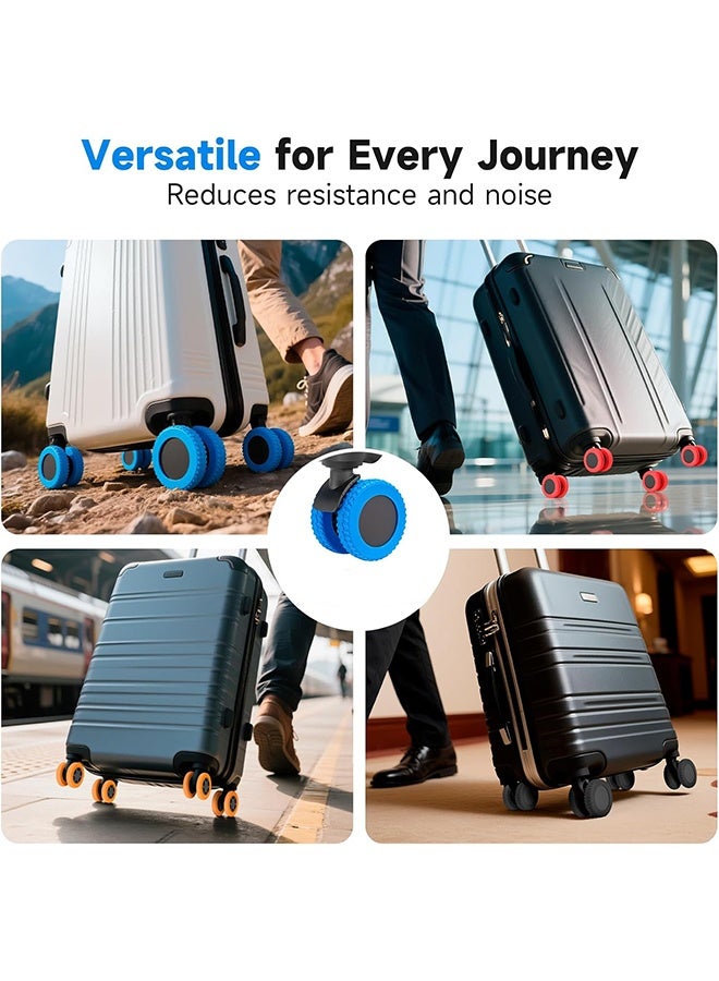 Quantum 12 Pcs Noise Reducing Luggage Wheel Protector Covers - Anti-Noise Suitcase Caster Sleeve - Wear Resistant Trolley Case Wheel Cover for Travel Airport, Protect Wheels & Reduce Scratches (Black + Blue + Orange) - Image 5