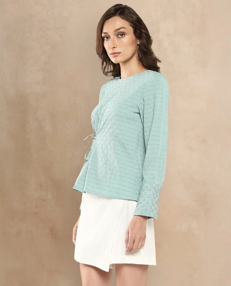 Rareism Women's Solid Top With Rope Detail