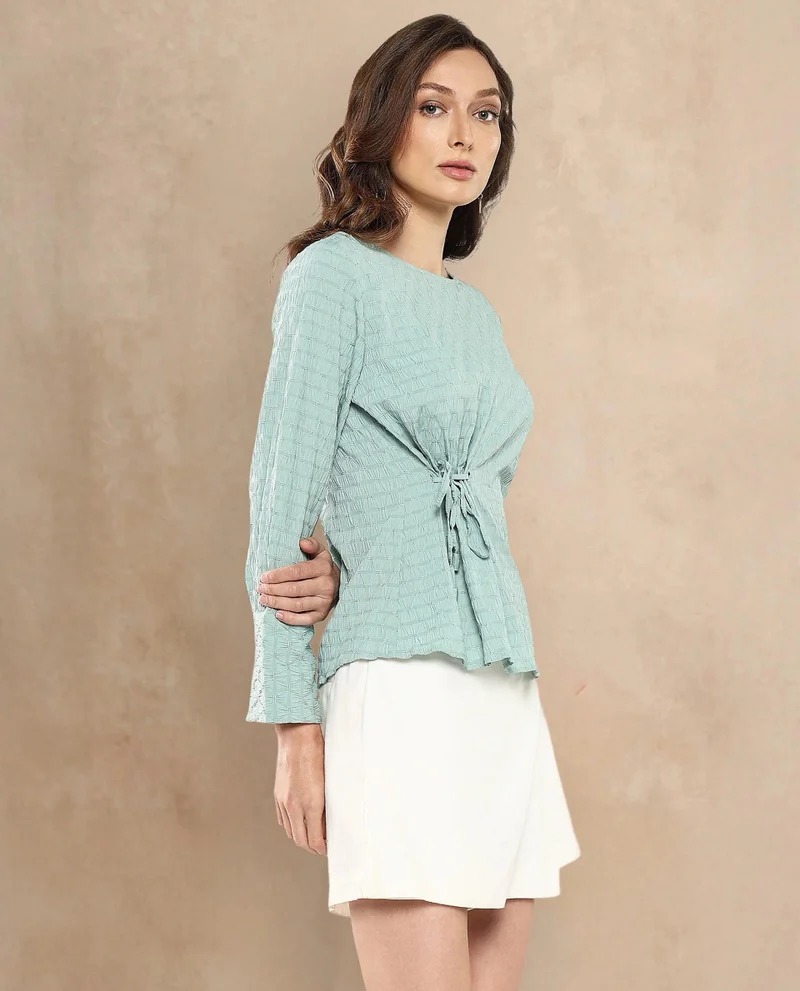 Rareism Women's Solid Top With Rope Detail