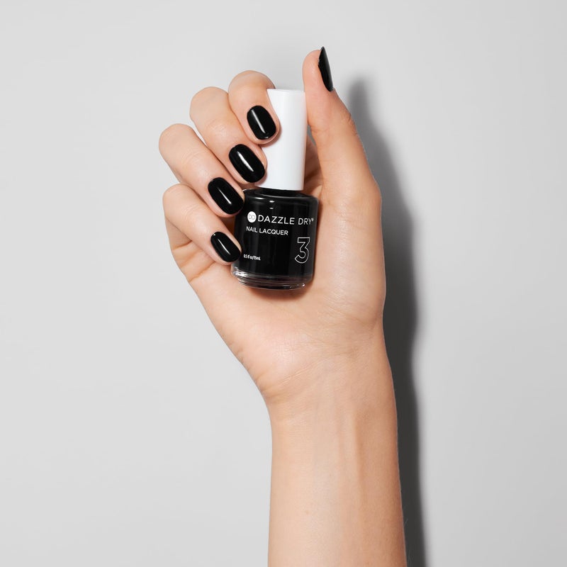 Dazzle Dry Nail Lacquer (Step 3) - Midnight Express - A blackest black. Full coverage cream. (0.5 fl oz) - Image 4