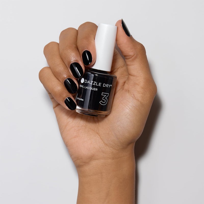 Dazzle Dry Nail Lacquer (Step 3) - Midnight Express - A blackest black. Full coverage cream. (0.5 fl oz) - Image 5