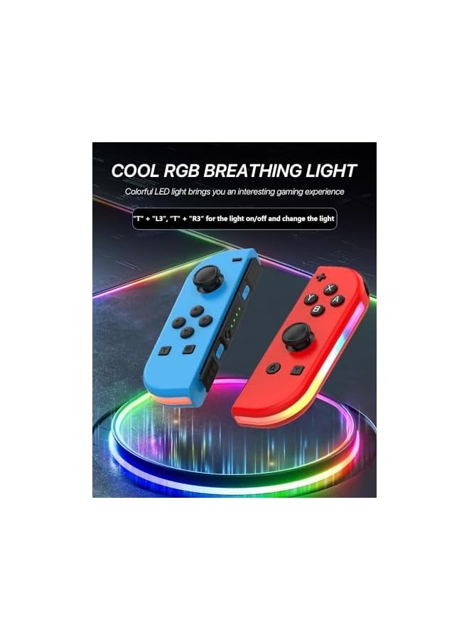 PROMASS Joy Con Controller Compatible for Switch, Wireless Joypad Replacement for Switch Joycon, Joycon Controller With RGB Breathing LED Joycon Support Sports Dual Vibration/Wake-up/Motion Control - Image 2