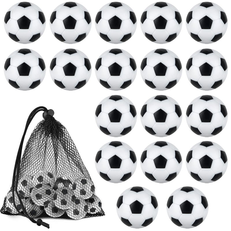 Coopay 18 Pieces 32mm Foosball Balls Table Football Soccer Replacement Balls Multicolor Official Tabletop Game Balls with a Black Drawstring Bag (Black/White Pentagon) - Image 1