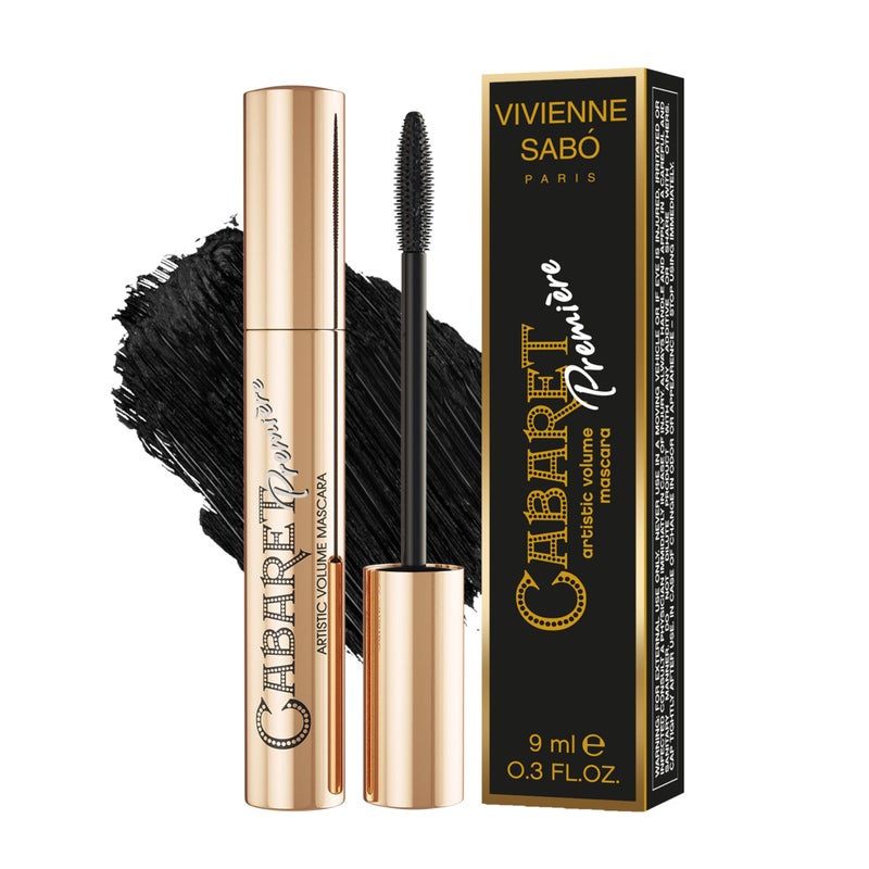 Vivienne Sab Cabaret Premiere Black Mascara Volume and Length Defining Curling No Flaking No Clumping Smudge Proof Washable CrueltyFree Made in Europe 01 Black 03 Fl Oz 1 Pack