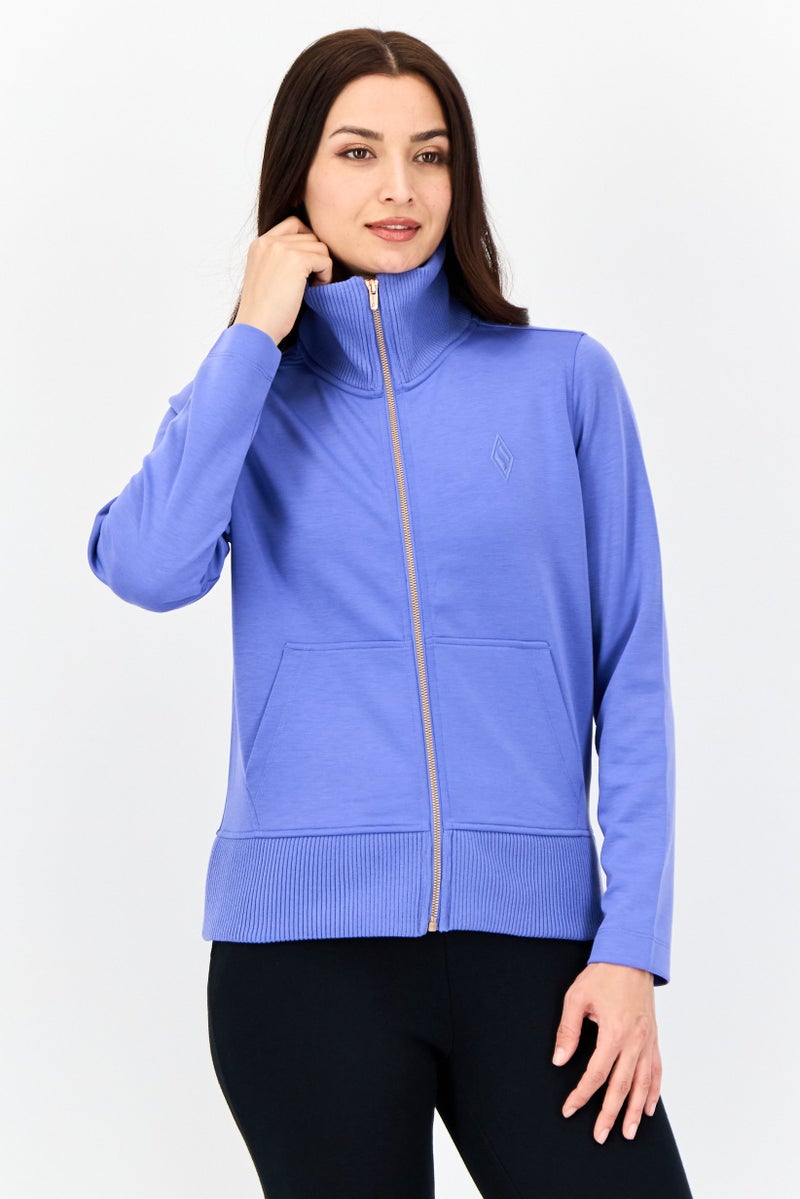 SKECHERS Women Sportswear Fit Full Zip Walking Sweatshirt, Purple Blue - Image 1