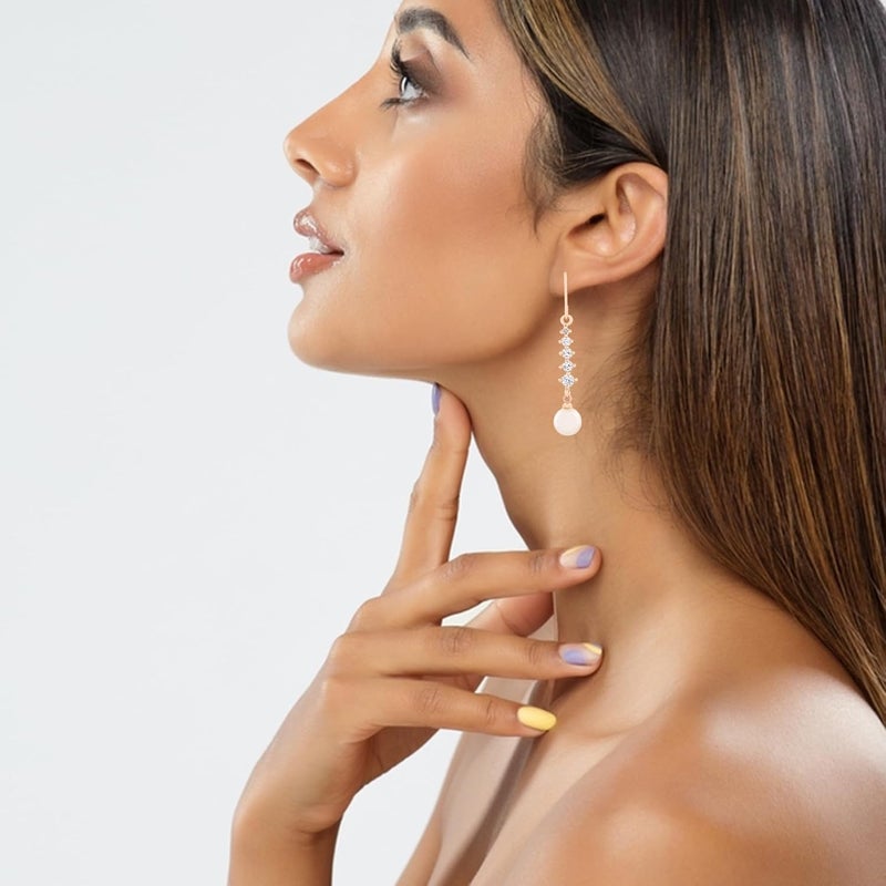 Estele Fancy Party Wear Alloy Steel Gold Plated Silver Pearl Drop Brass Earrings For Women - Image 1