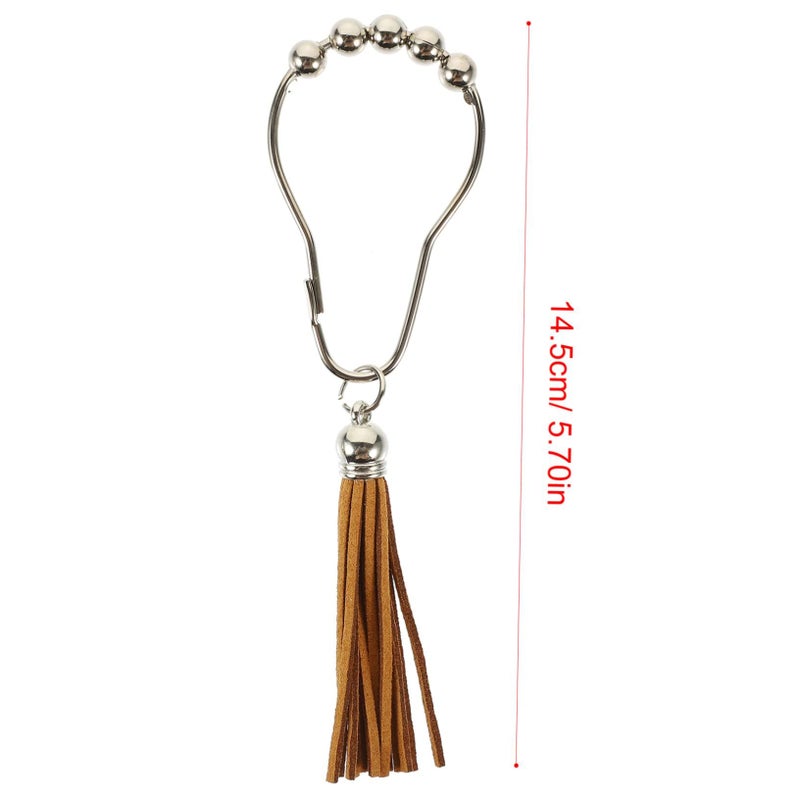 12pcs Stainless Steel Tassel Shower Curtain Hooks for Bathroom Decorative Rod - Image 3
